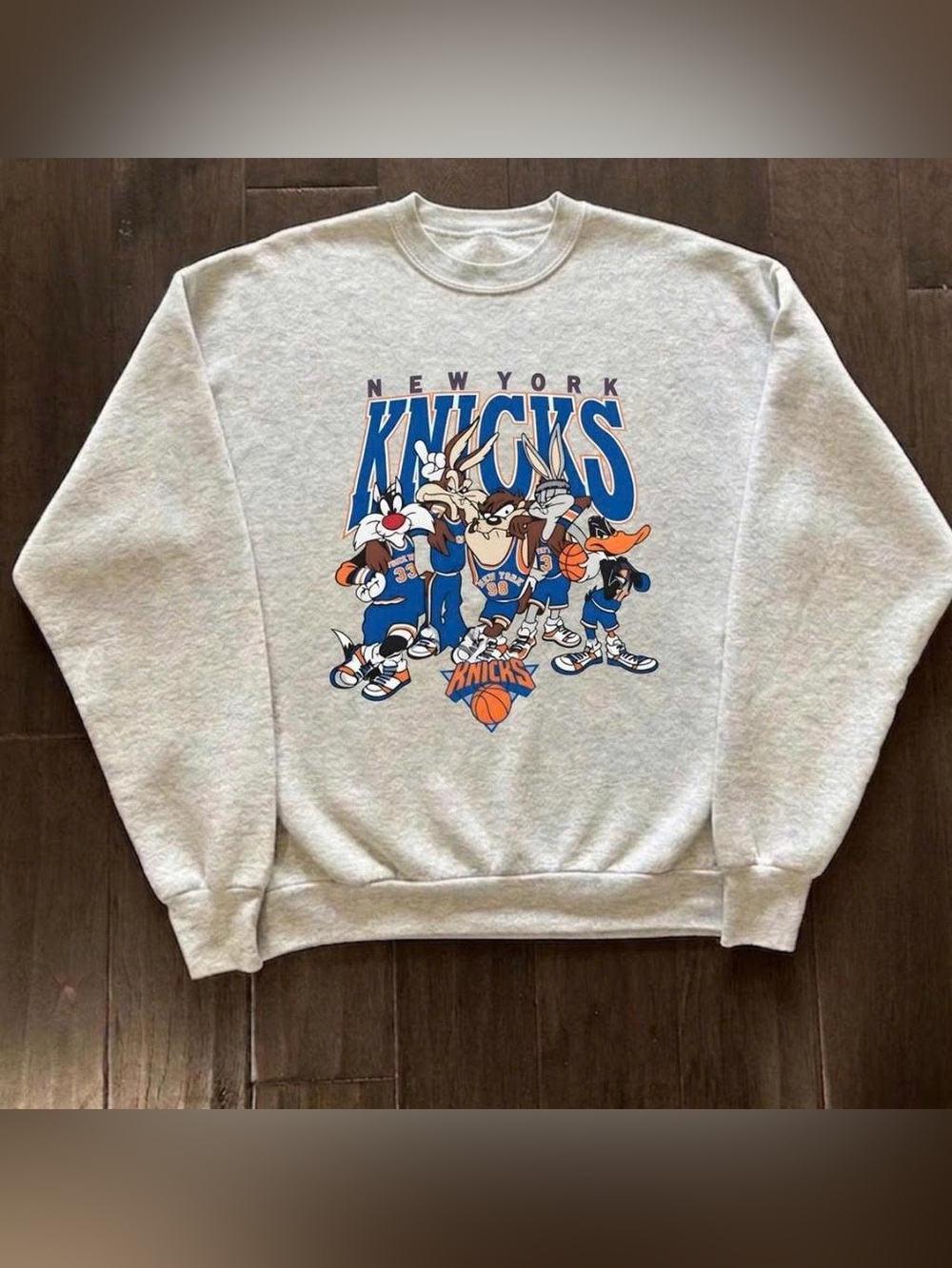 New York Knicks Heather Grey Crewneck Sweatshirt with Team Graphic